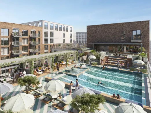 Лондонский Bloom Nine Elms помимо общих пространств для работы предусмотрел и место для общего отдыха