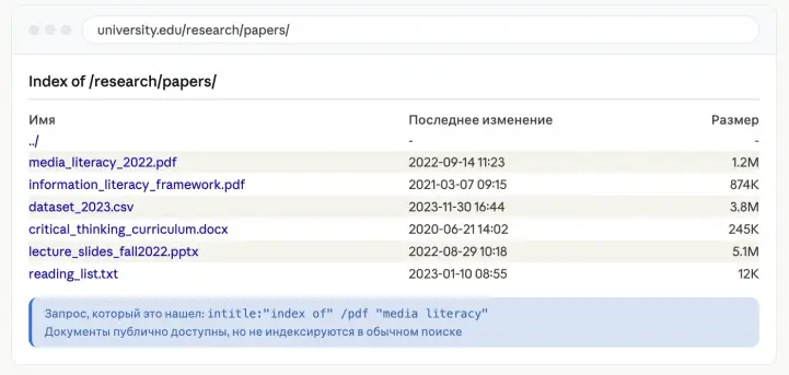 Инструмент intitle:"index of" 