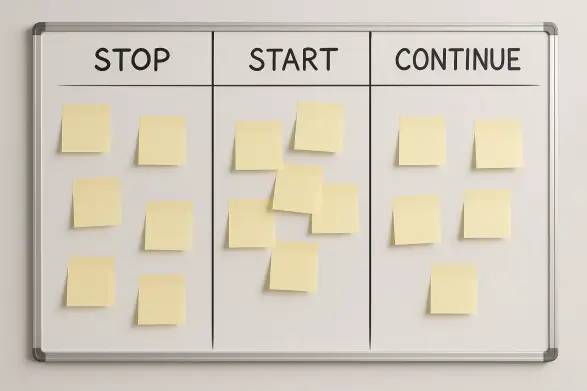 Так выглядит доска для Stop-Start-Continue