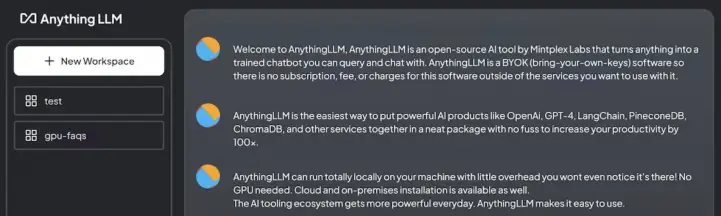 Так выглядит интерфейс AnythingLLM для работы с документами