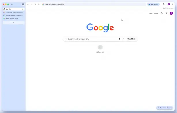 Вертикальное расположение вкладок в Google Chrome. Кадр из видео в блоге Google