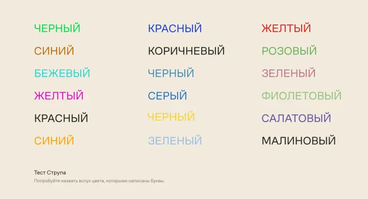 Вариант теста Струпа